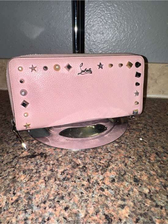 Christian Louboutin Handbags - Christian Louboutin Blush Pink Studded Zip Wallet EUC